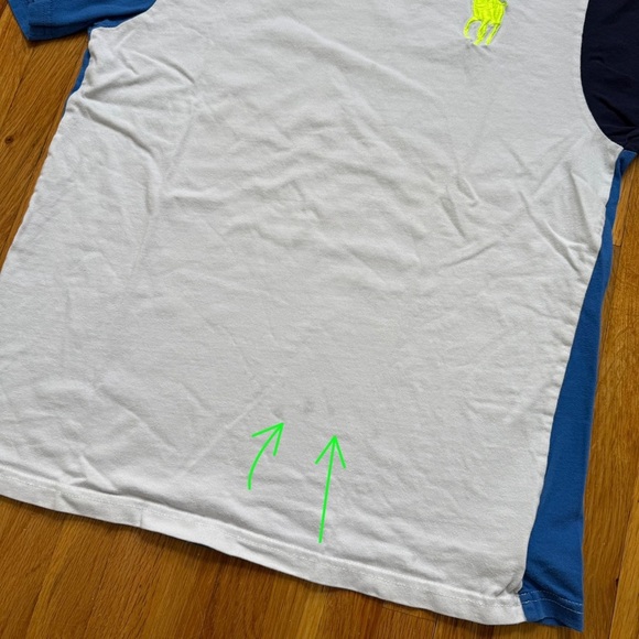 Polo Ralph Lauren Big Pony Color Block T-Shirt Youth Size Large 14/16 Blue White - Picture 2 of 8